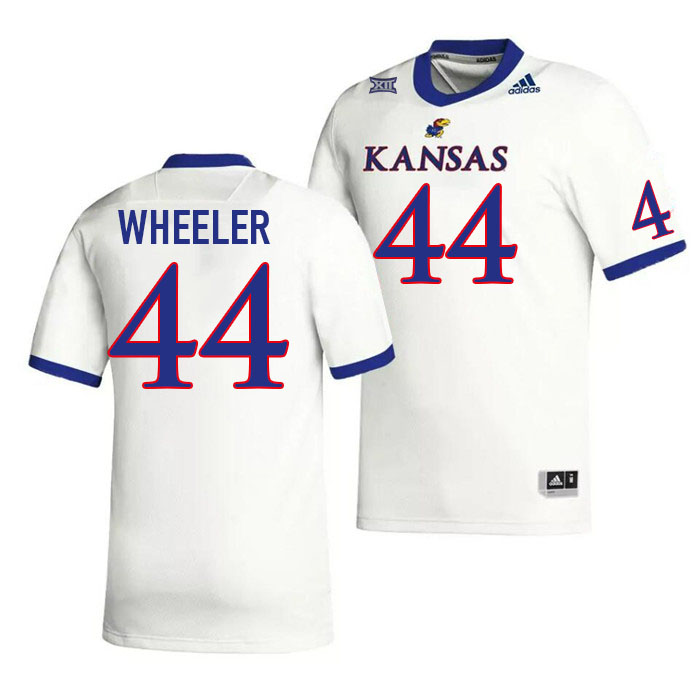 Men #44 Cornell Wheeler Kansas Jayhawks College Football Jerseys Stitched Sale-White - Click Image to Close